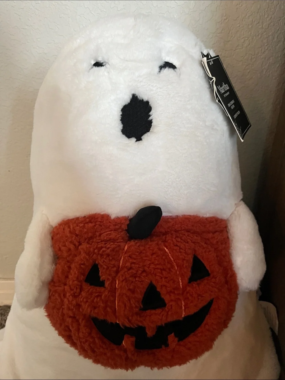 MARTHA STEWART X-Large 18x20 Ghost Shaped Pillow With Pumpkin